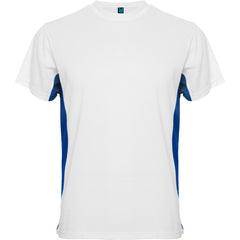 Camiseta Tokyo CA0424 Hombre Blanco/Royal personalizable con bordado, serigrafia y DTF | LogoLider
