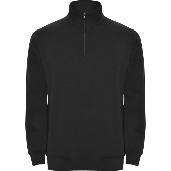 Sudadera de media cremallera y cuello alto Aneto personalizada en color negro