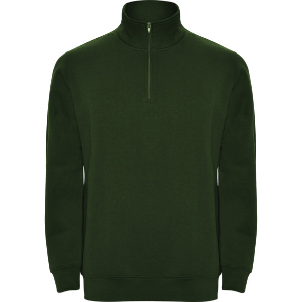 Sudadera de media cremallera y cuello alto Aneto personalizada en color verde botella