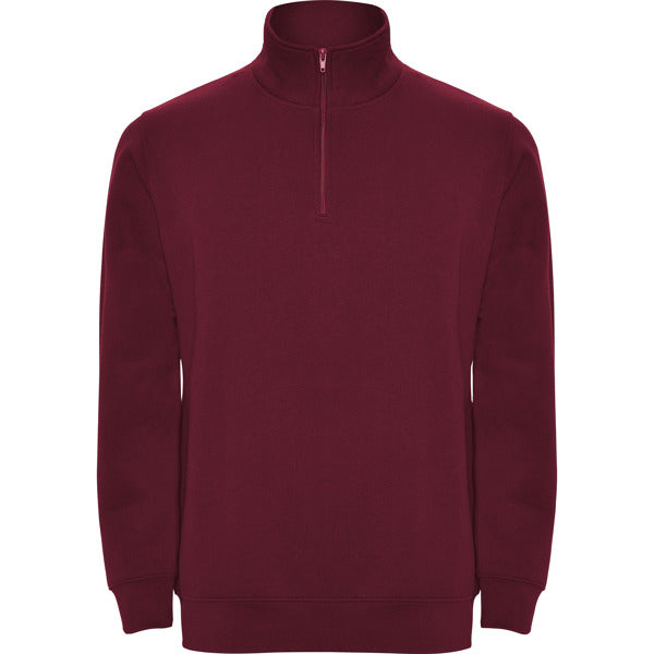 Sudadera de media cremallera y cuello alto Aneto personalizada en color granate