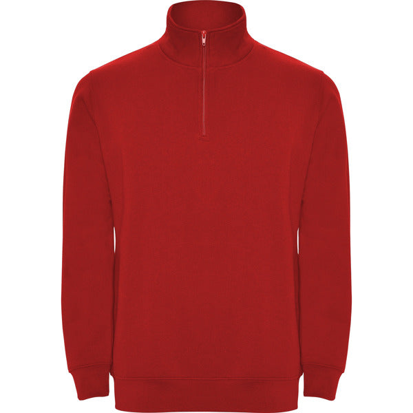 Sudadera de media cremallera y cuello alto Aneto personalizada en color rojo