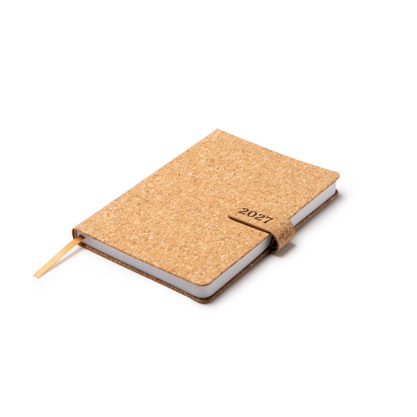 Detalle de la cubierta de corcho de la agenda personalizada
