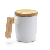 Taza de cerámica mate con tapa y asa de bambú 350 ml Lovet TZ1130