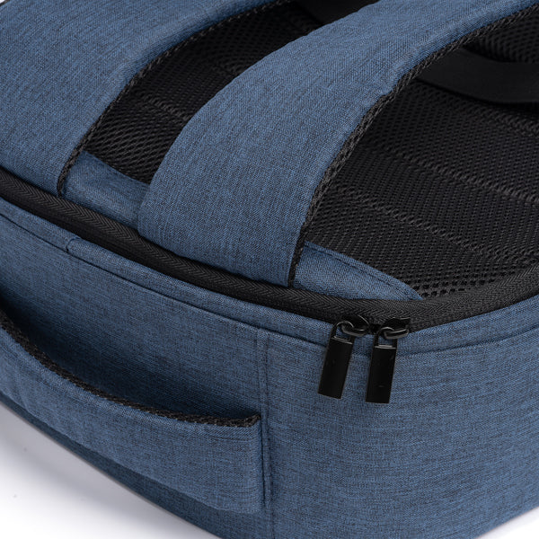 Detalle de la mochila antirrobo de rpet para portatil norden en color denim vigore