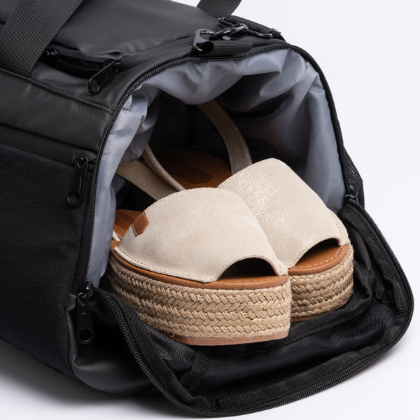 Detalle del bolso mochila multifuncion de pu leather fantom en color negro