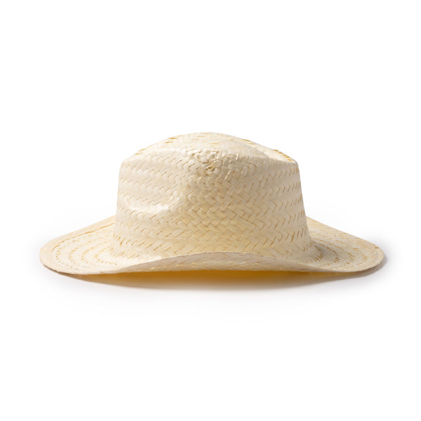 Detalle del sombrero de paja liso fandon en color crudo