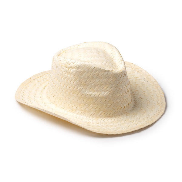 Detalle del sombrero de paja liso fandon en color crudo