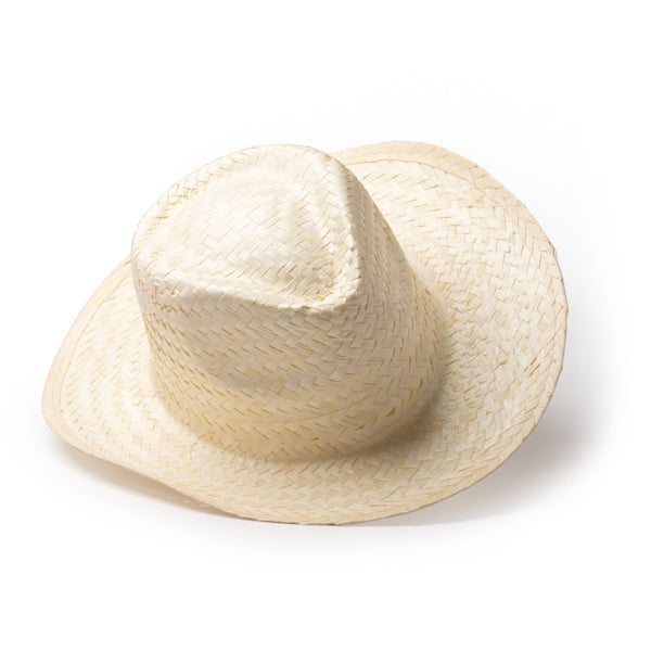 Detalle del sombrero de paja liso fandon en color crudo