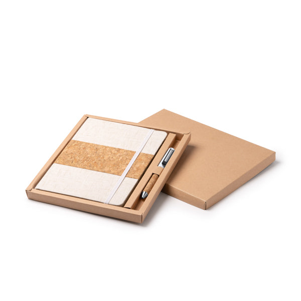 Set de escritura de libreta y bolígrafo de corcho