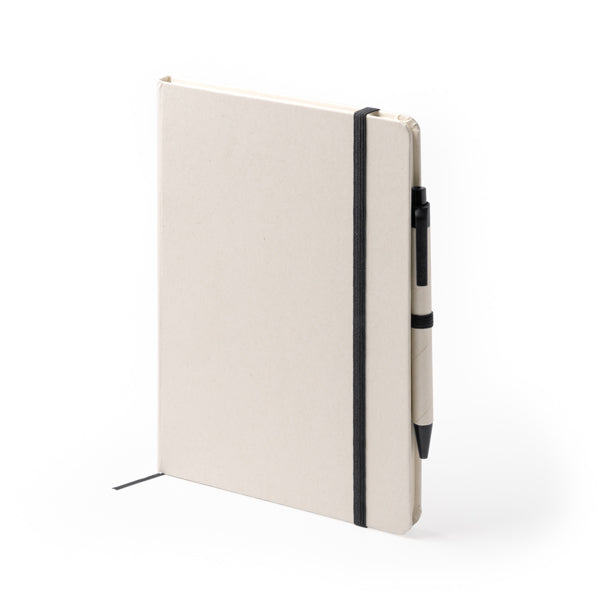 Libreta A5 rigida de carton de briks con boligrafo personalizada con logo