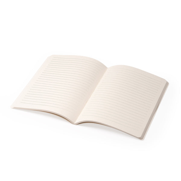 Detalle de la libreta de tapa blanda de carton de briks personalizada