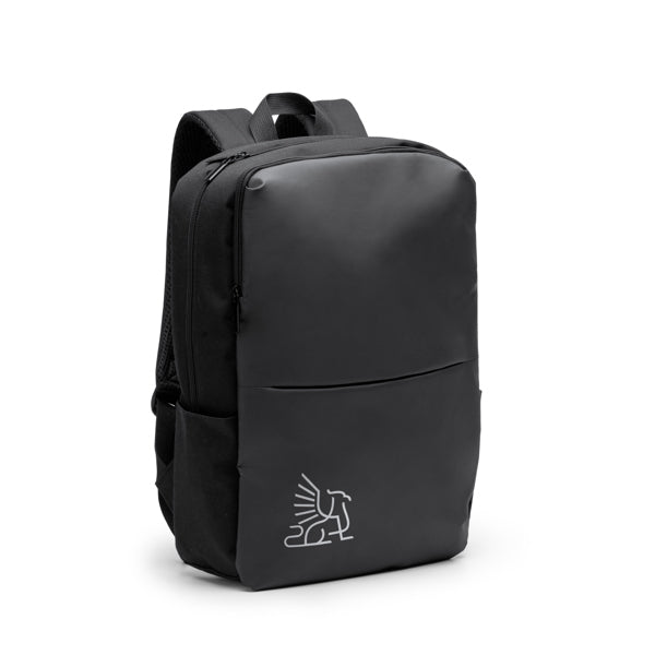 Detalle de la mochila ergonomica de pu leather grindel en color negro