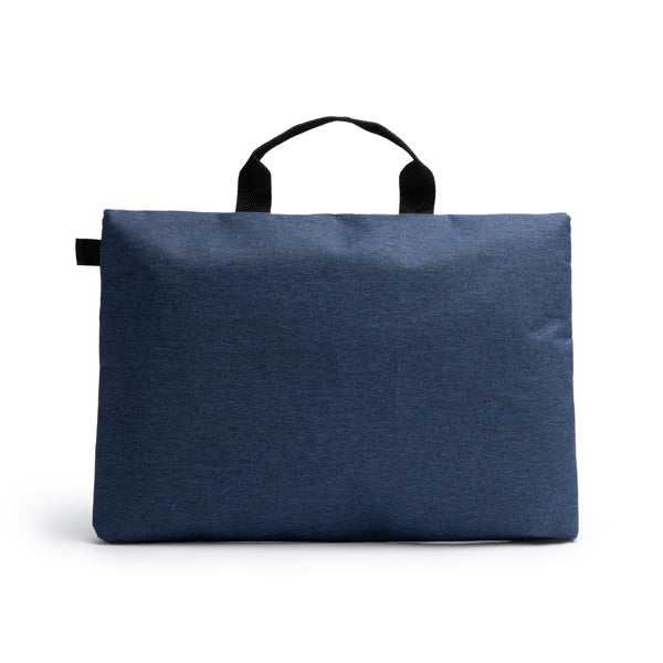 Detalle del portadocumentos de rpet con cremallera draper en color denim vigore