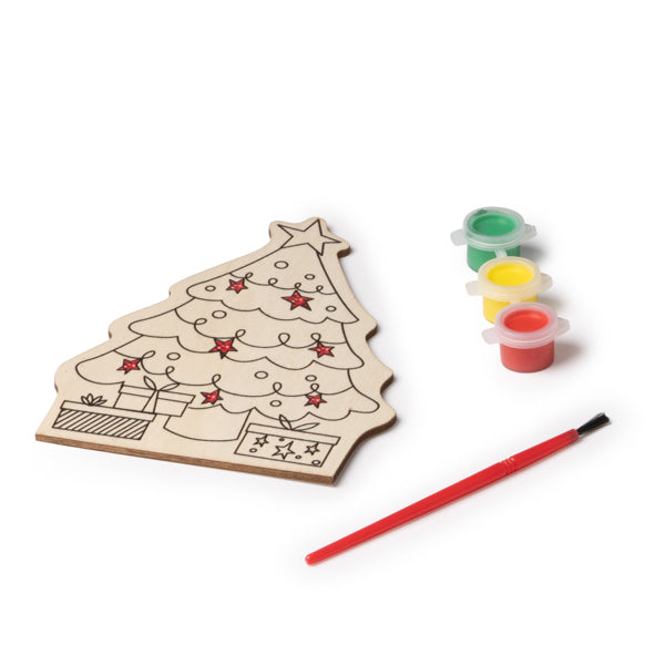 Set navideño de madera para pintar con pincel Candel XM1512