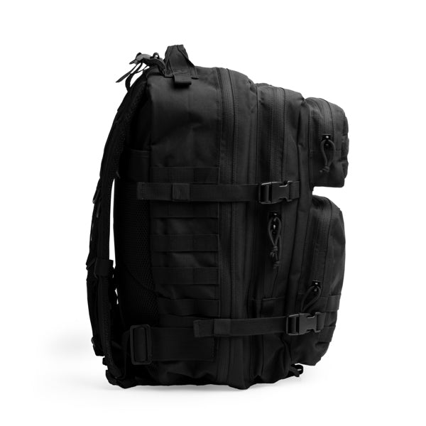 Detalle de la mochila deportiva con bolsillo antirrobo malony en color negro