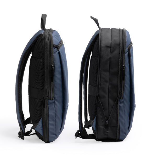 Detalle de la mochila de pu leather para portatil binder en color marino