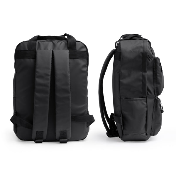 Detalle de la mochila de pu leather de 14 litros rusel en color negro