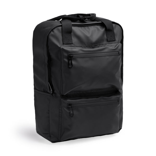 Detalle de la mochila de pu leather de 14 litros rusel en color negro