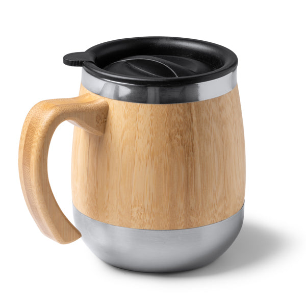 Taza térmica de acero y bambú con tapa 450 ml Marly TZ1585