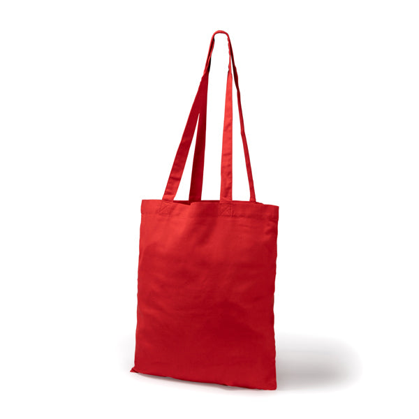 Detalle de la bolsa de algodon a color de 180 g mika en color rojo