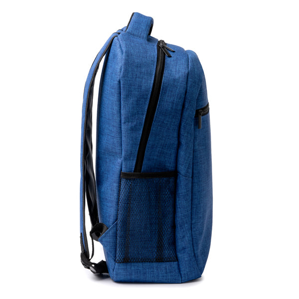Detalle de la mochila jaspeada con espalda acolchada megan en color royal vigore