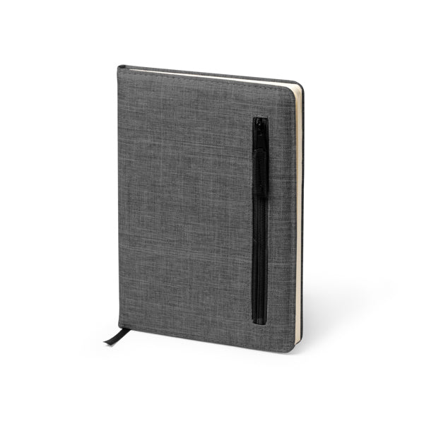 Libreta A5 de RPET con bolsillo de cremallera
