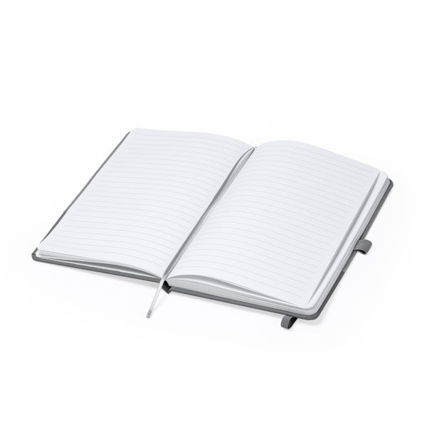 Detalle de la tapa de pana de la libreta gris personalizada