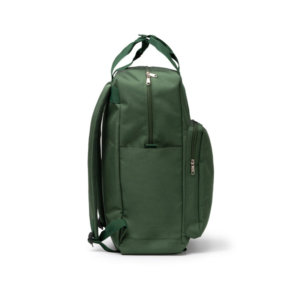 Detalle de la mochila de rpet para portatil de 16 pulgadas levix en color verde oscuro