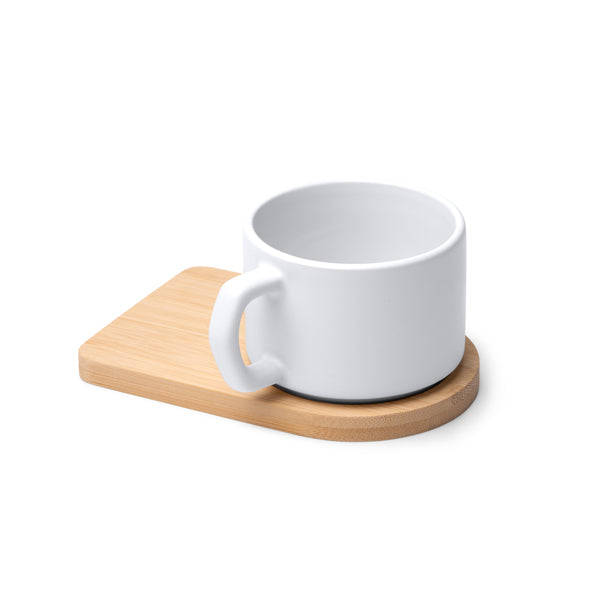 Taza de café con posavasos de bambú 180 ml Geisa TZ1840