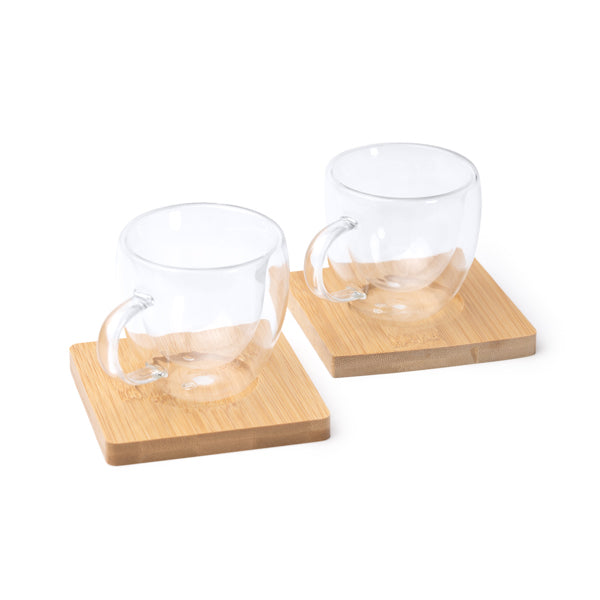 Set de 2 tazas de café de cristal de doble pared Robus TZ1849