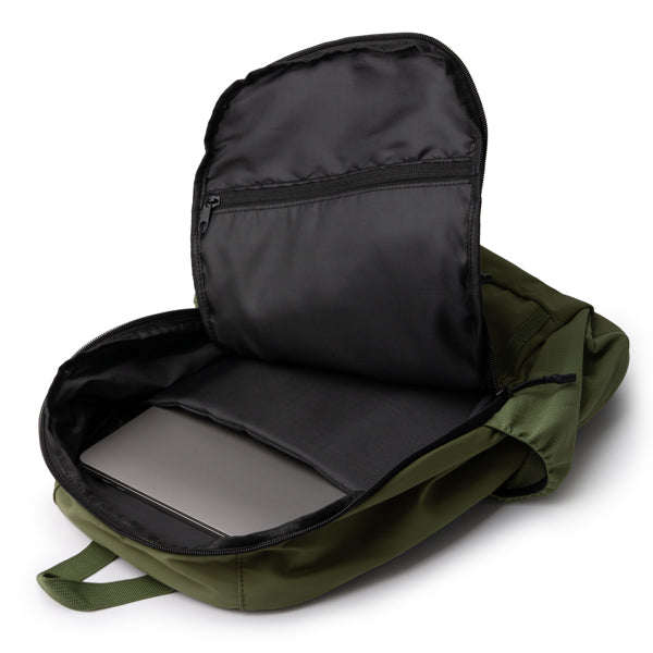 Detalle de la mochila de nylon taslon para portatil vermont en color verde oscuro