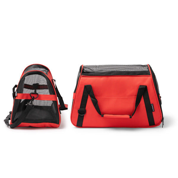 Detalle de la mochila para mascotas de rpet bandit en color rojo