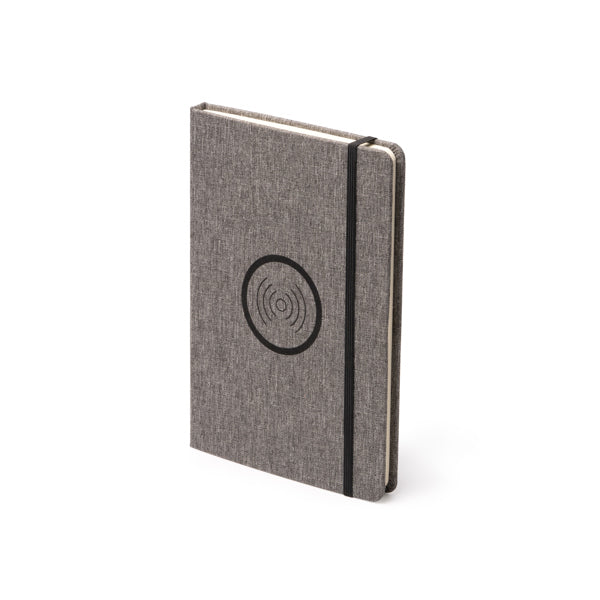 Libreta A5 con cargador inalambrico de 15W personalizada con logo de empresa