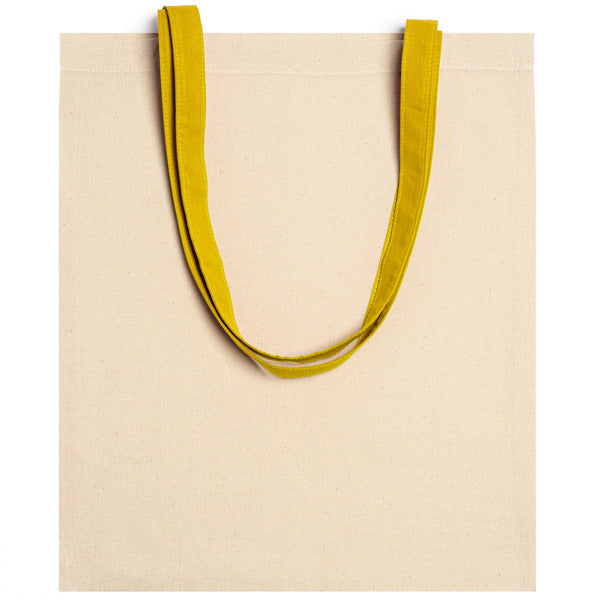 Bolsa de algodón natural con asas a color Veneto personalizada en color amarillo