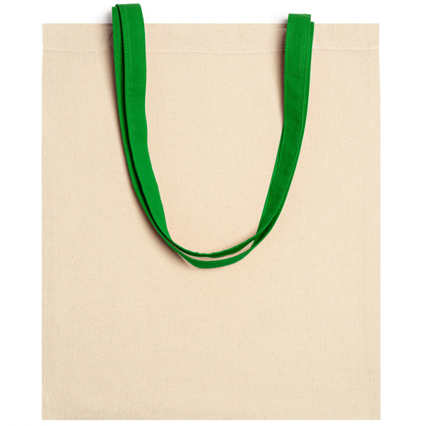 Bolsa de algodón natural con asas a color Veneto personalizada en color verde helecho