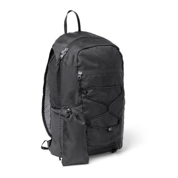 Detalle de la mochila deportiva de ripstop rpet capitan en color negro