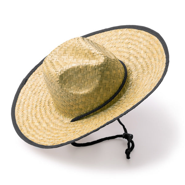 Sombrero de paja con cordón ajustable Mundak personalizado con logo de empresa