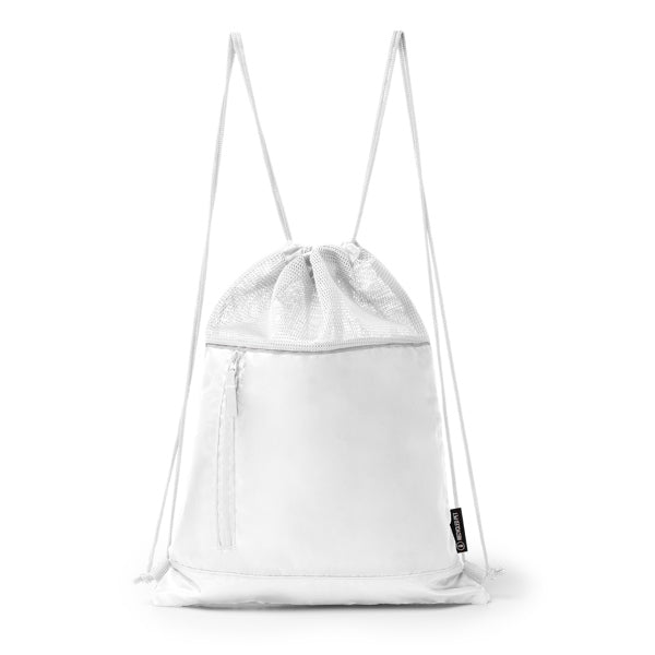 Mochila de cuerdas con rejilla Maskot personalizada en color blanco