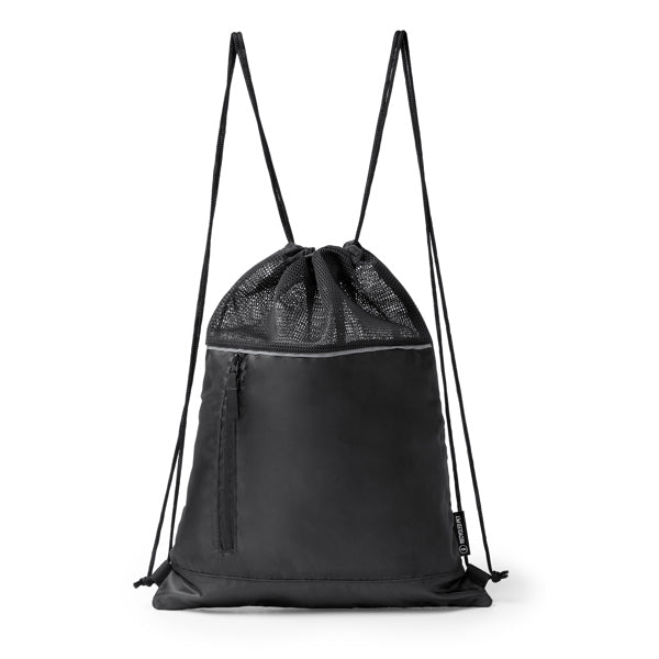 Mochila de cuerdas con rejilla Maskot personalizada en color negro