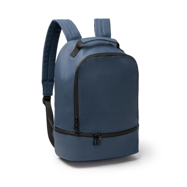 Mochila de PU leather con bolsillo antirrobo Derick personalizada con logo de empresa