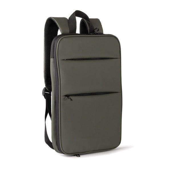Mochila de PU leather de dos compartimentos Leonel personalizada con logo de empresa