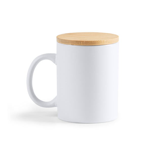 Taza de cerámica mate con tapa de bambú 370 ml Berry MD4012