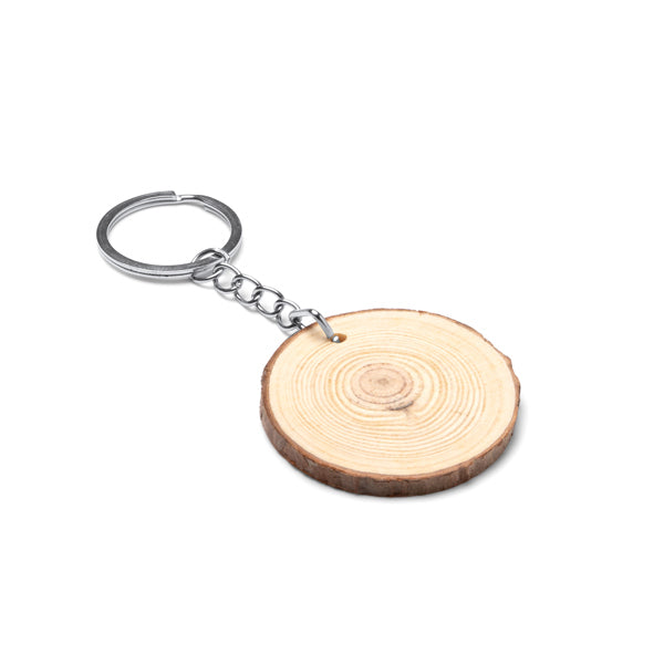 Llavero de rodaja de madera natural Budan KO4054