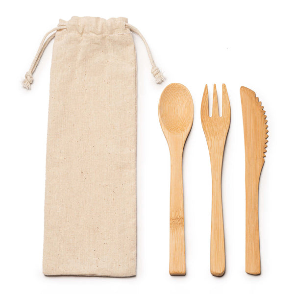 Cubiertos de bambú en funda de algodón Colmer CU4117