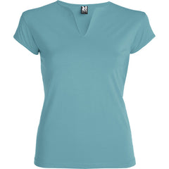 Camiseta Belice CA6532 Mujer Azul Dusty personalizable con bordado, serigrafia y DTF | LogoLider