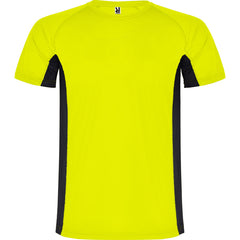 Camiseta Shanghai CA6595 Hombre Amarillo Fluor/ Negro personalizable con bordado, serigrafia y DTF | LogoLider