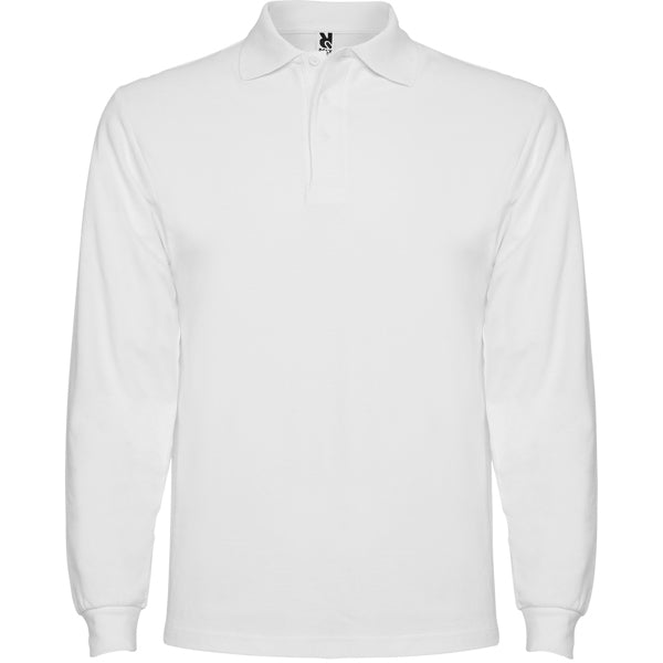 Polo de manga larga de algodon pique Estrella L/S personalizado en color blanco