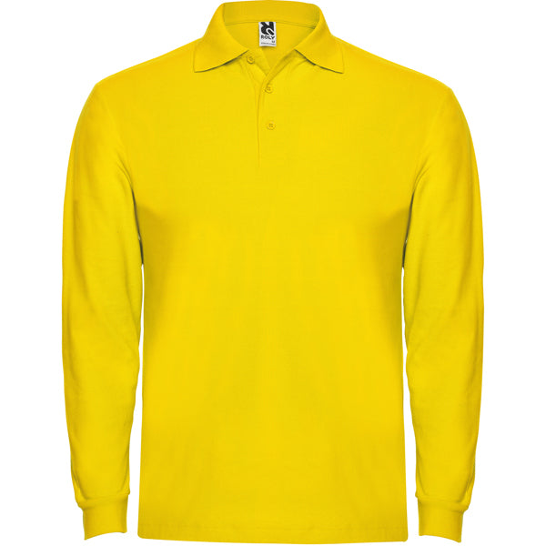 Polo de manga larga de algodon pique Estrella L/S personalizado en color amarillo