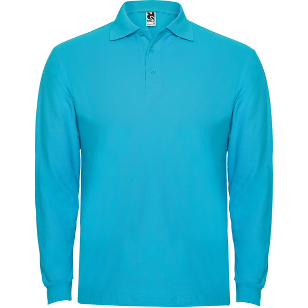 Polo de manga larga de algodon pique Estrella L/S personalizado en color turquesa