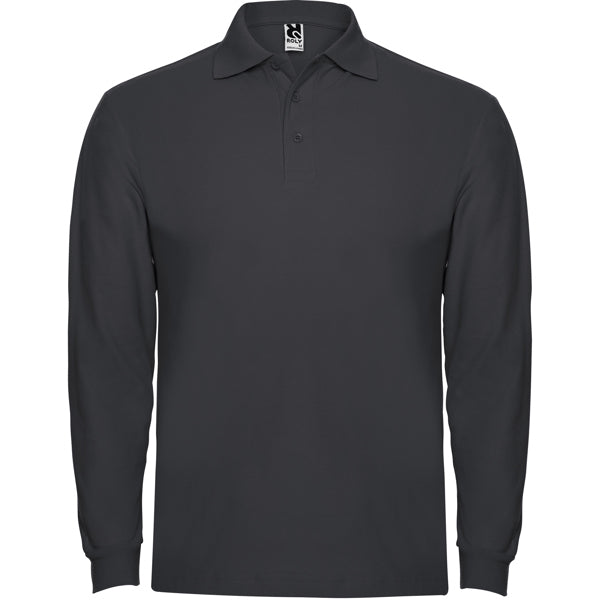 Polo de manga larga de algodon pique Estrella L/S personalizado en color plomo oscuro